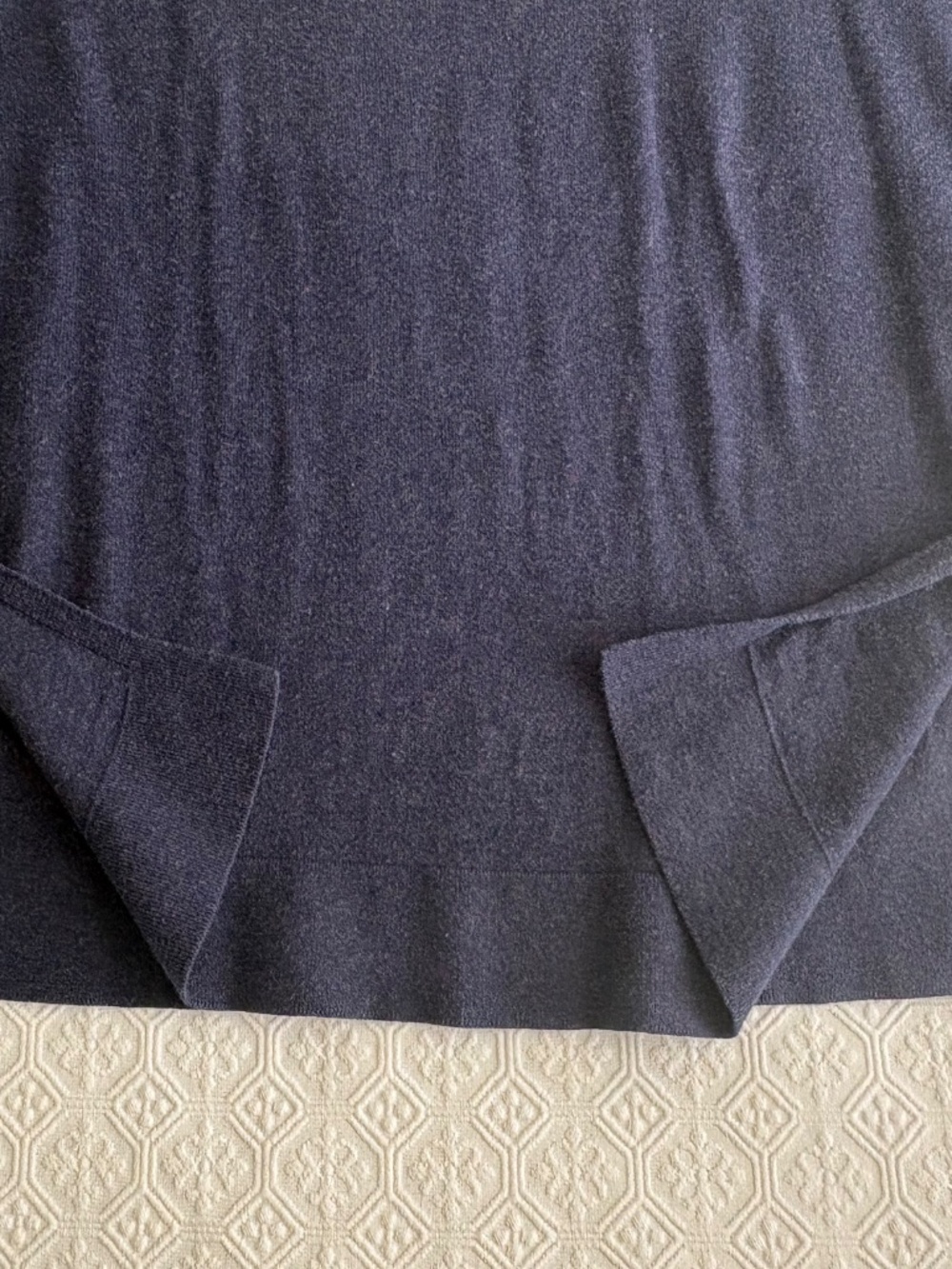 Eileen Fisher Navy Blue Organic Cotton Drop Shoulder Sweater Size M - Picture 4 of 7